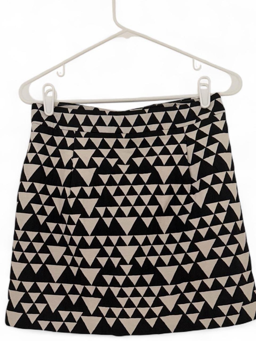 J. Crew Black & Cream Triangle-Print A-Line Skirt
